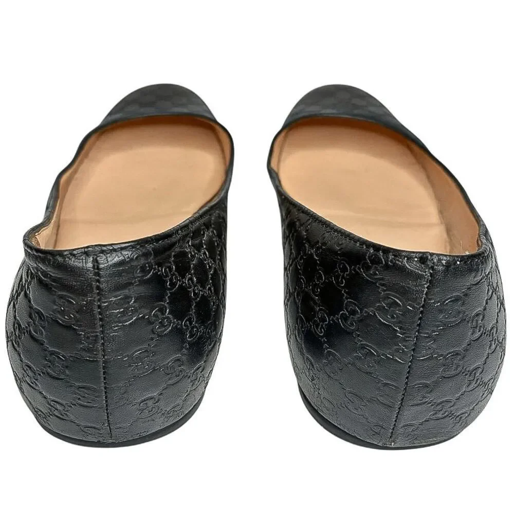 Gucci Microguccissima Black Leather Ballet Flats EU 36.5 Classic Logo Double G